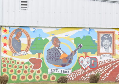 Photo of a mural of Indianola icons